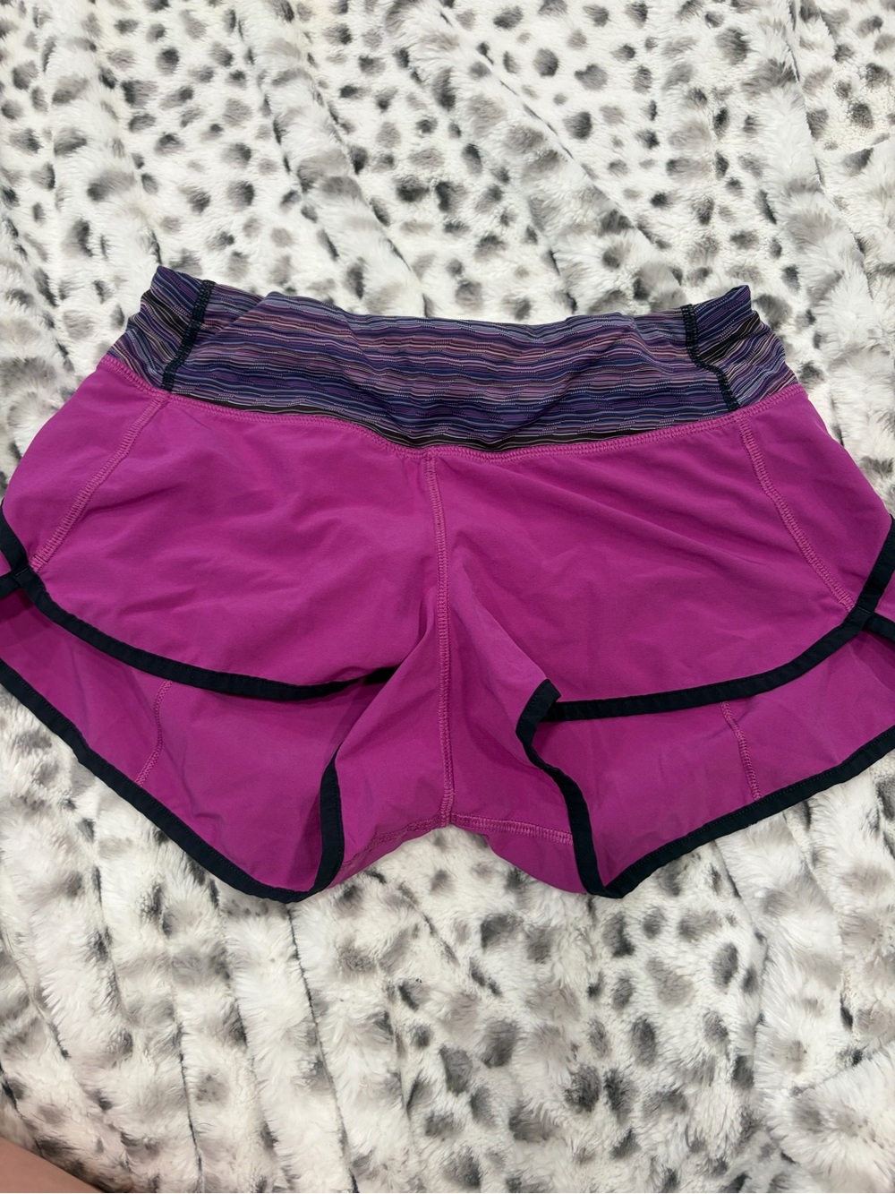 lululemon athletica Women's Magenta Running Shorts with Striped Waistband